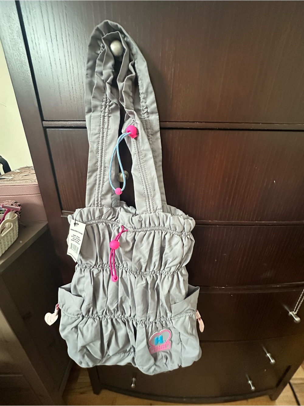 Harajuku Lovers Lt Gray & Pale Pink Logo-Lined Shoulder  Vintage Bag  nwt
